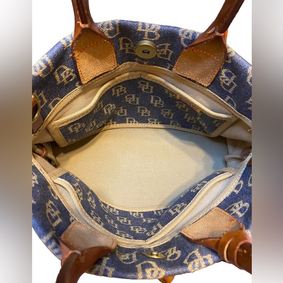 DOONEY & Bourke Blue Signature Leather & Canvas Top handle satchel crossbody bag - Picture 6 of 12